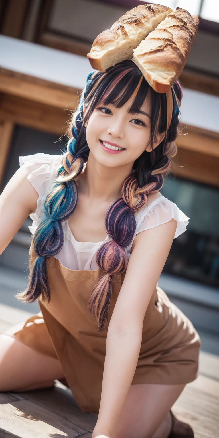 Fluid organization:1.6), 本当に野生の髪を持つ一人のbeautiful女の子, (Colorful wavy hair:1.2),( Two long braids:1.2), (Long wild hair:1.2), (Multicolored Hair: 1.9),可愛いsmile
パン屋販売スタッフ、(((Low - Angle:1.4)))、((One hand raised))、((She is wearing a colorful and pop blouse and apron.)),(;have big bread))、(((Spread your legs:1.4)))、,(((beautiful armpits:1.2)))、High resolution、Bakery、16-year-old girl、smile、Finished as in the picture、white and beautiful skin、Focus on small breasts、((beautiful５This finger))、Bakeryの制服を着ています、最high quality、High resolution、Very detailed、masterpiece、Live Shooting:2、Genuine:2、photoGenuineistic:2、very delicate and beautiful、Fine details、Textured skin、Full Shot、、(beautiful face:2)、hot pants、Putting on makeup、Perfectly balanced legs:1.5), Looking at the camera, Angle from above, (((hot pants))), High resolution、未来のBakery、Delicious bread that women will love、Looking at the camera、smile、Finished as in the picture、、(((I have a big loaf of bread)))、(((cute smile)))、((((Eat delicious bread)))))、((I love bread))、(front focus piece:1.3), 
、Cute Apron、Rainbow Apron、Bakeryの制服を着ています、明るすぎるNatural light、Shining sunlight、最high qualityのディテール, Japanese Girls,1 girl, 8k, RAW Photos, 最high quality, Ticker:1.2, Very detailedなRAWカラー写真, Professional photos, (reality, photoGenuineisticです:1.37), (Very detailedな皮膚:1.2), 超High resolutionな, (Lenz 50mm),,絶妙にFine grain,Look at the person watching,Pretty face, Just Mile:1.05),Wide Hips,Straight hair,,Light pink inner color、 white and fine skin、(Very detailedな8k cg:1.2), (hyper Genuineistic:1.35), (photoGenuineisticです:1.45), (reality:1.4), 

(背景はBakery:1.1)、Sexy upward glance, 、Very detailed、masterpiece、最high quality、Ultra-high resolution energy A、8kのHigh resolutionにより、Transparency as shown in the photo、Fine grain、Expression of gradation、Perfect anatomical figure ,hard disk、Ticker (English) 、 Nikon Z9 80mm Lens ,、明るすぎるNatural light、Shining sunlight、、Ultra slim body、Slender model figure、beautiful姿勢、, 最high quality, 8k, RAW Photos, Confused, Award-winning portraits, shy smile, shy smile, , Delicate girl,, Digital SLR, View your viewers, Frank, Sophisticated, Thin arms, Professional Lighting, Film Grain, chromatic aberration, (Fine grainと顔:1.0), Live Shooting、(((A portrait of extreme beauty)))、((Glowing Skin))、1 girl、16 year old beautiful girl from Prague、Bright expression、((Platinum Blonde Hair))、[Big blue eyes that sparkle like jewels]、Shiny skin、silky super long Straight hair、eyeliner、beautiful前髪、Hair around the eyes、最high quality、Very detailed、Film Light、Intricate details、High resolution、Very detailed))、Detailed Background、8 KUHD、Digital SLR、Soft Light、high quality、Film Grain、Fujifilm XT3 、Shallow depth of field、Natural light、(((Spread your legs:1.4)))、The pieces fly、High resolution、Bakery、16-year-old girl、smile、Finished as in the picture、white and beautiful skin、Focus on small breasts、最high quality、High resolution、Very detailed、masterpiece、Live Shooting:2、、neon hair clip,masterpiece、最high quality、
One girl,Ives Girl,beautiful照明,(((Anyone can see the D logo.:9)))