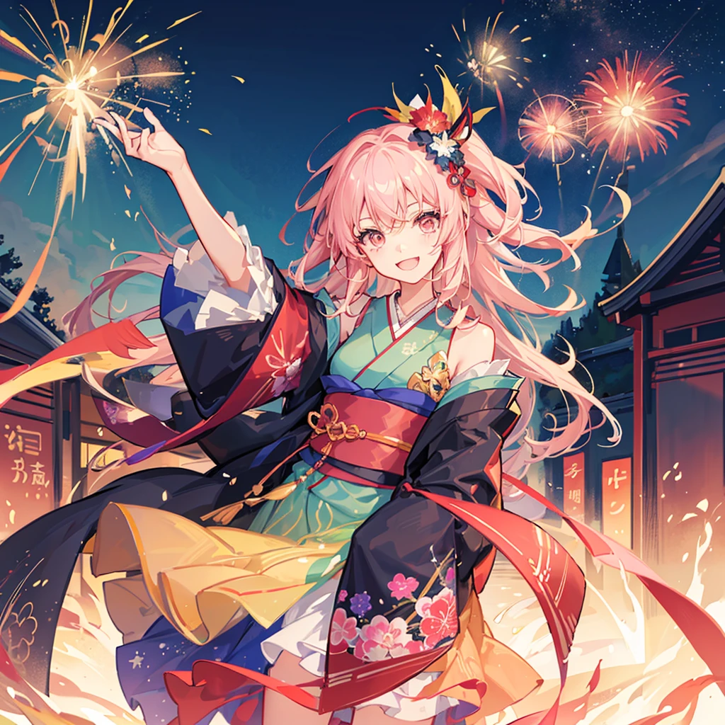Couple,(Boy 1:Girl 1)Lovely,Date,Love love,smile,Fleeting,romantic,atmosphere,landscape,firework,Night Sky,たくさんのfirework,summerfestival,turn around,Girl is wearing a kimono,Hand in hand,Night Skyに美しいfirework,たくさんのfirework,綺麗なNight Sky,summer,festival,Young people,Throb
