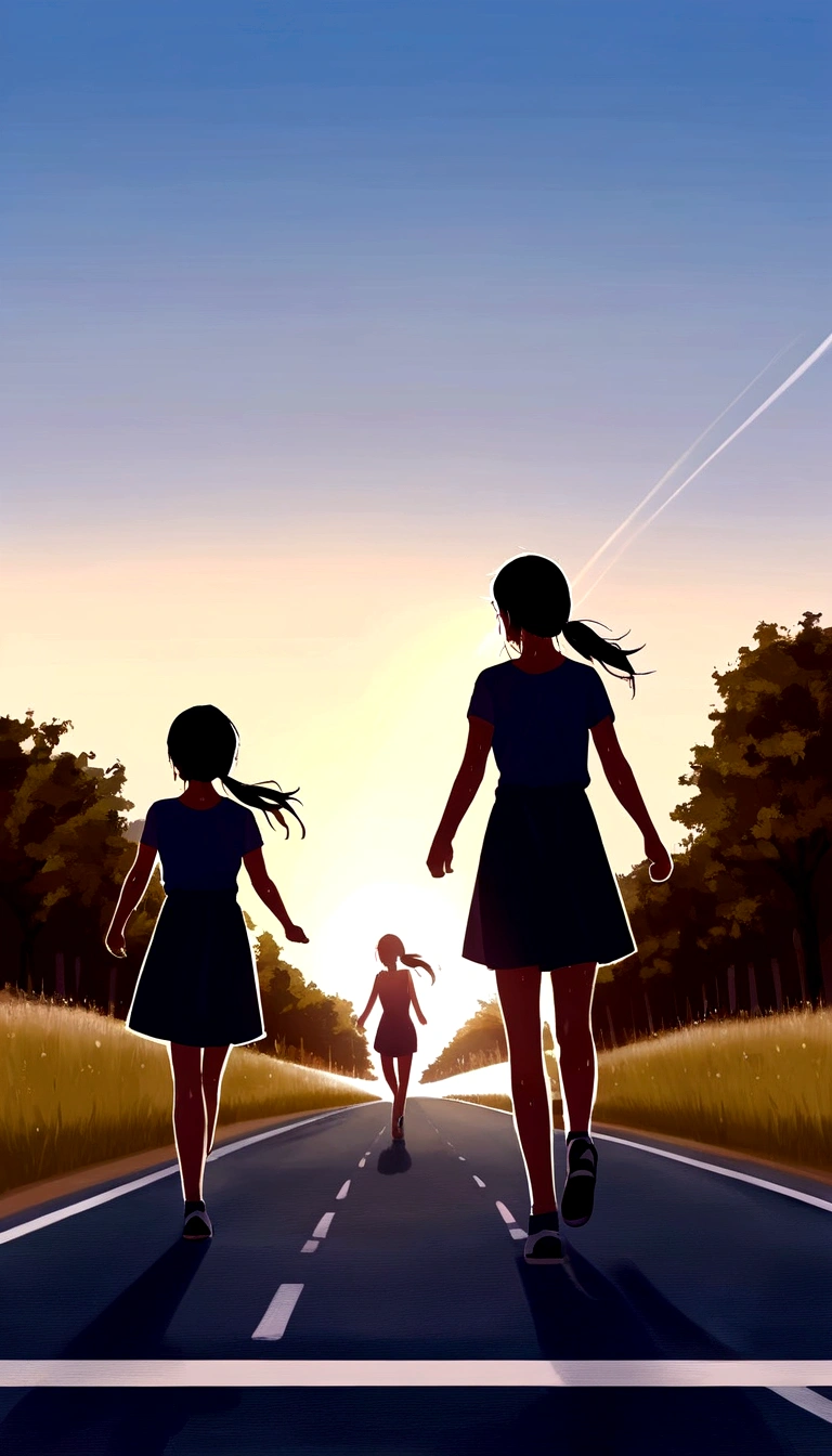 score 9, source anime, wide shot, multiple girls, Women marathoners running on the road while the roadside is packed with spectators, dynamic angle, perfect face, playful expression, low ponytail, sweat, outdoor, blue sky, shiny day, dramatic lighting, cinematic, best quality, 8k, masterpiece, ultra-detailed,