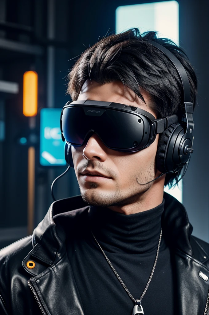 cyberpunk boy with vr head set