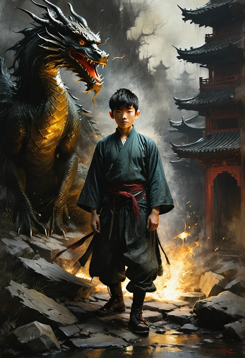 Masterpiece, Top Quality, High Definition, Artistic Composition, Long Sleeves, 1 Boy, Standing, Full Body, Male Focus, Outdoors, Wide Sleeves, Bird, Chinese Clothing, Fire, Claws, Stone, Dragon, Yin Yang, Ball, eastern dragon
dramatic lighting, concept art, Gabriele Dell'otto, Antonio Mora, Andre Cohn, Arthur Bordalo, Bob Ringwood, Benedick Bana, styling Jamie Wyeth, James Gillard, Edward Hopper, Greg Rutkowski, Studio Ghibli Genshin Impact