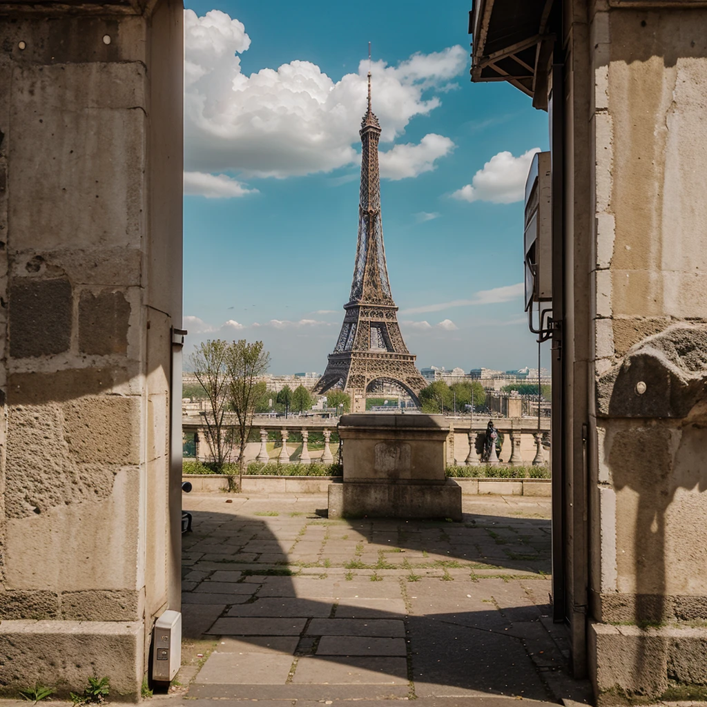 The eiffle tower and there are people
