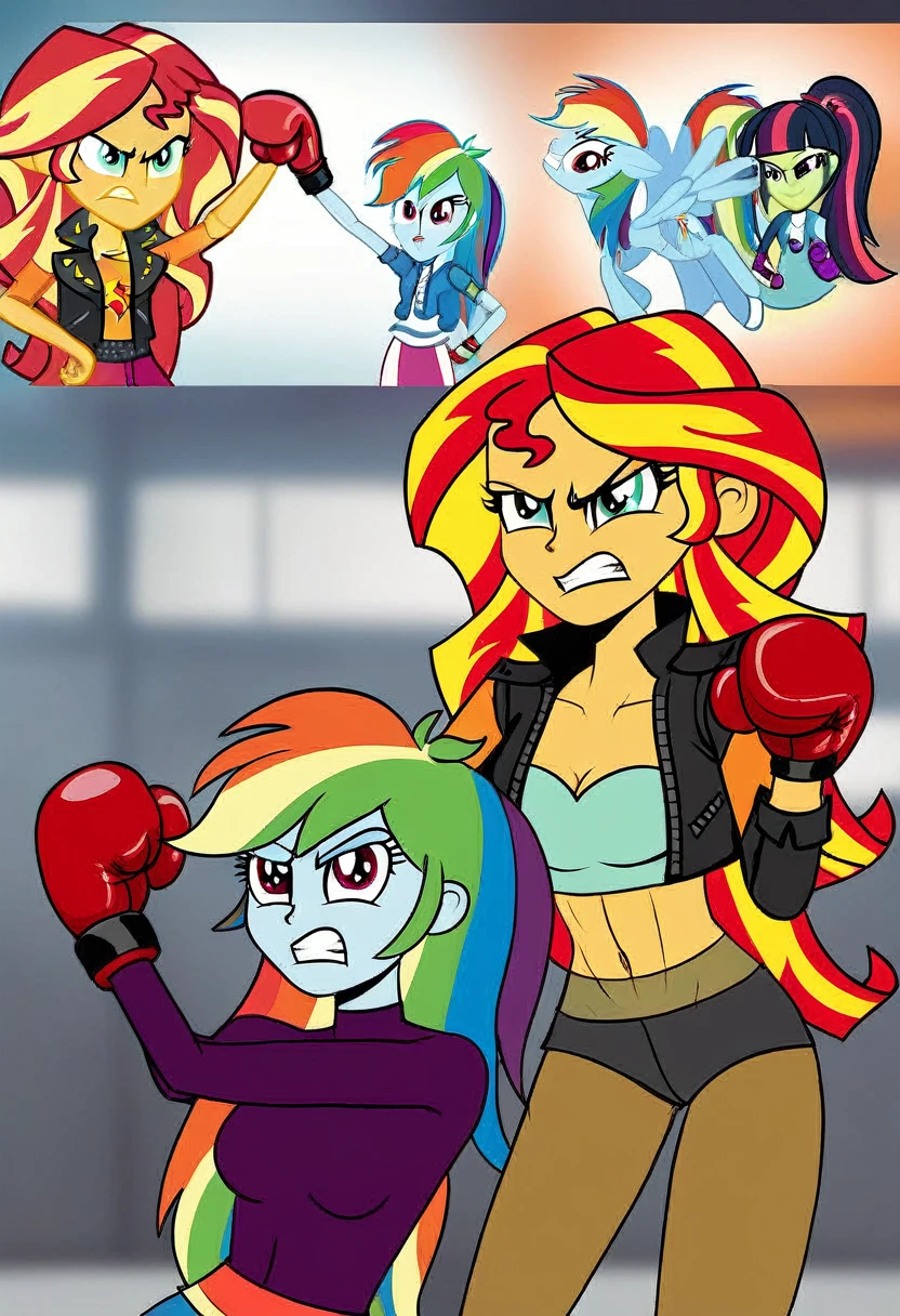 Eqg rainbow dash bodystocking boxing angry sunset shimmer