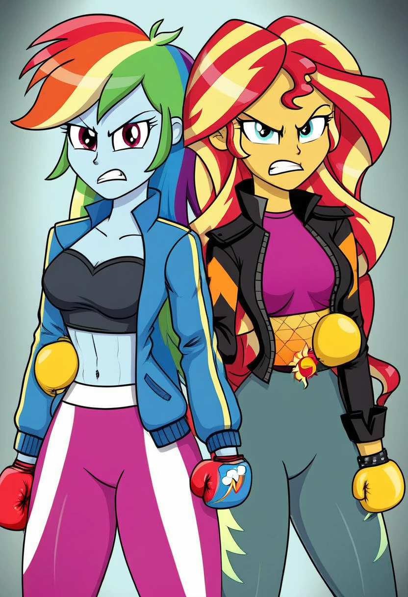 Eqg rainbow dash bodystocking boxing angry sunset shimmer