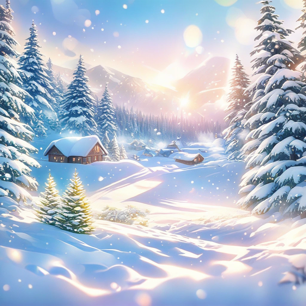 Snow Scene,snow,plant(((Romantic atmosphere)))(((fairy tale elements)))(((masterpiece))), ((best quality))