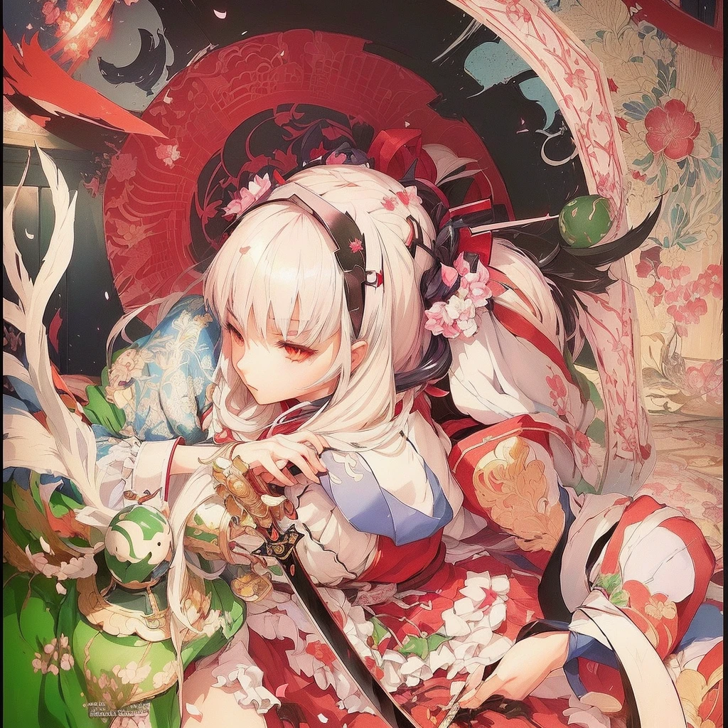 Anime girl with sword and doll in the room, beautiful Anime works, Anime fantasy illustration, Anime fantasy artwork, detailed Anime works, The Detailed Art of the Onmyoji, Anime works, clean Detailed anime art, Anime style digital art, Beautiful anime art, Beautiful artwork illustration, Anime-style artwork, Detailed anime art, Anime illustration, Touhou Project official artwork