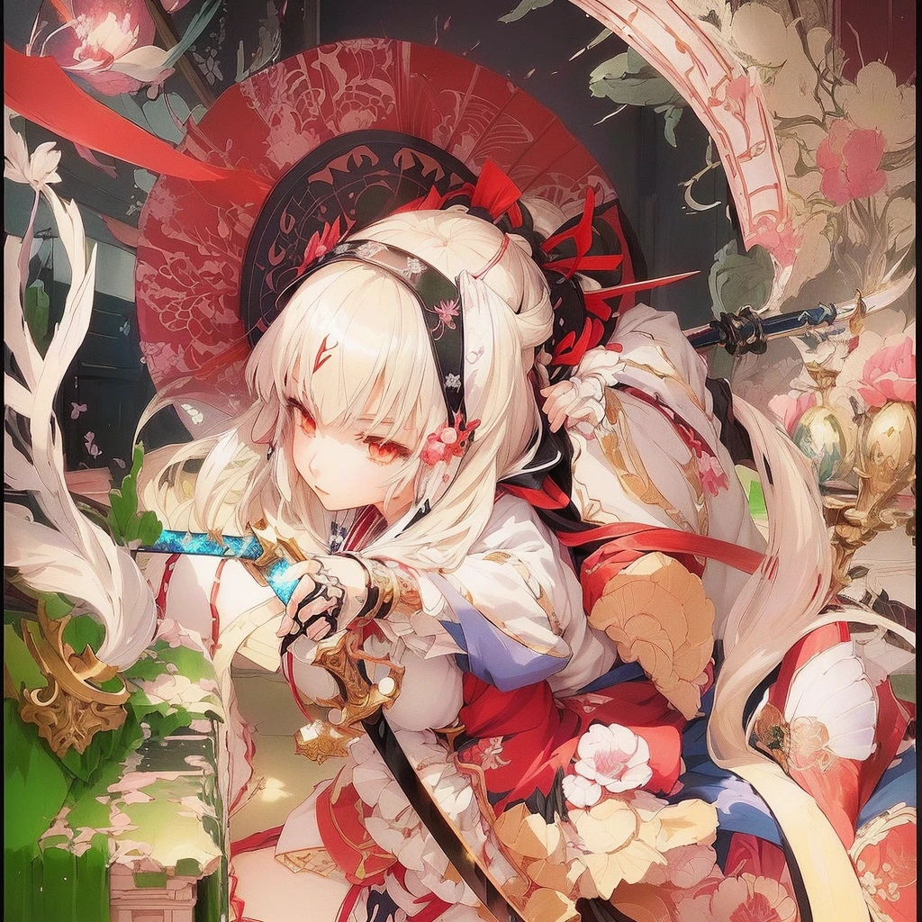Anime girl with sword and doll in the room, beautiful Anime works, Anime fantasy illustration, Anime fantasy artwork, detailed Anime works, The Detailed Art of the Onmyoji, Anime works, clean Detailed anime art, Anime style digital art, Beautiful anime art, Beautiful artwork illustration, Anime-style artwork, Detailed anime art, Anime illustration, Touhou Project official artwork