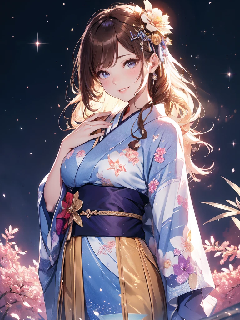 最high quality、1 woman beautifuhime、Altair、(( cowboy shot ))((Thin summer yukata))'((Japanese_yukata))、beautiful瞳、tears、、beautiful装飾、Hairpin、Bamboo、Bambooの葉、、Star World、Summer Nights in Japan、Milky Way Galaxy、最high quality , fractal beautiful、 ((Laugh beautifully、))((Glowing ice ))、beautiful顔、Tanabata of Japan、、 beautiful輝き,High-definition depiction, Realistic, 8K, Unity, beautiful、Iridescent、、 light smile, Beautifully and vividly drawn, , beautiful beautiful透き通る肌、輝くbeautiful装飾の魔法、、、beautiful短冊、🎋, beautiful、 Romanticism,, Bambooの葉、bamboo, ,Magical gentle light,smile,,image quality、masterpiece、beautiful顔、Super beautiful woman((Big breasted 22 year old office lady、Bust 120,Beautiful long ironed hair、Brown Hair、height: 165cm。、Esbian、、high quality、、Visual Arts、最high quality、1 woman , 、light、Beautiful radiance,High-definition depiction, Realistic, 8K, Unity, , light smile, , , Beautiful, beautiful, clear , Romanticism,Cowboy Shot: 最high quality
