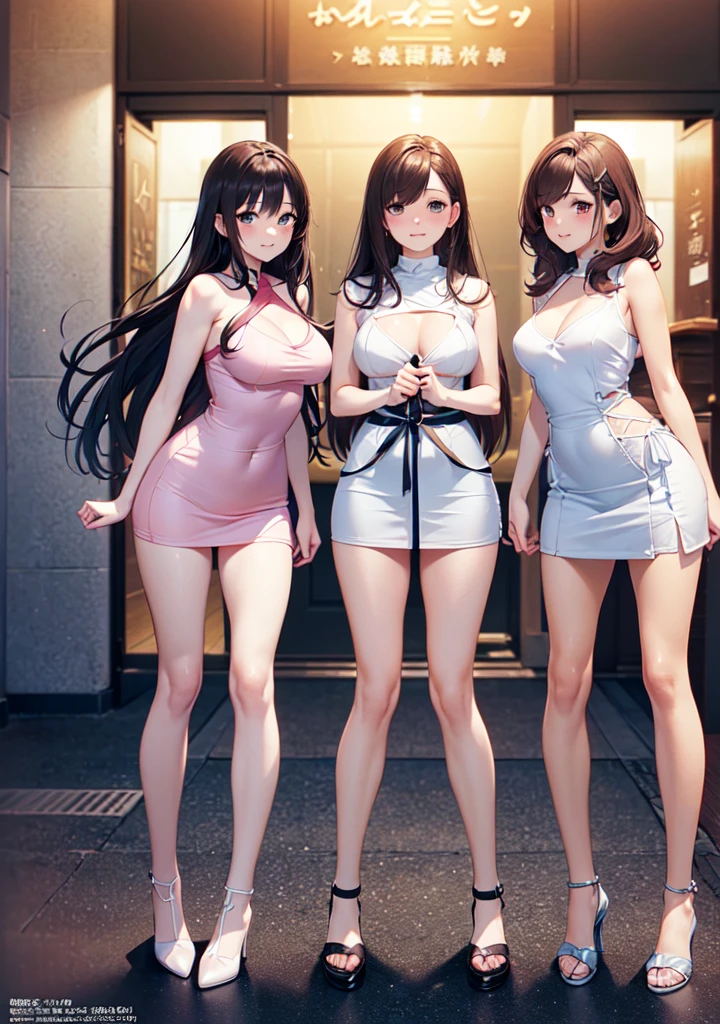 ((masterpiece, Highest quality, High resolution, 超High resolution, Pixel perfect, Written boundary depth, 4K, RTTX10.0, High resolution))), (5 adult females:1.3), Beautiful Anime Women, Beautiful art style, Anime characters, ((Long Hair, bangs, Dark brown hair, Mr.々Hair style)), ((Beautiful eyelashes)), ((Detailed face, blushする:1.2)), ((Smooth texture, Realistic texture, Anime CG Style)), Perfect body, Slender body, Exact finger count、Exact number of legs、Exact number of arms, (blush:1), (Five women standing in a row, lift one's skirt to greet the crowd.:1.2), ((Fashionable white shirt, Sailor collar, mini skirt, Knee-high socks, loafers: 1.2)), (Raise your skirt yourself:1.1), Realistic, (Slender body:1.1), Highest quality, High resolution, 非常にDetailed face, Perfect lighting, Highly detailed CG, (Perfect hands, Perfect Anatomy), Embarrassed expression, (School classroom, Blackboard Background:1.3), Morning sun-like lighting, whole body, ((Stylish and sexy shiny satin panties, Stylish lace side tie panties, White panties, Pink Panties, Light blue panties:1.2)), Angle from the front、(Beautiful and thin thighs:1.1)