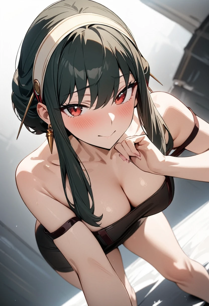 (masterpiece:1.2),(best quality:1.2),(masterpiece, best quality, ultra-high resolution), (1girl), (1 character), (Yor Briar), (Spy x Family), (White background), (No background), (1 angle), natural pose, Standing
