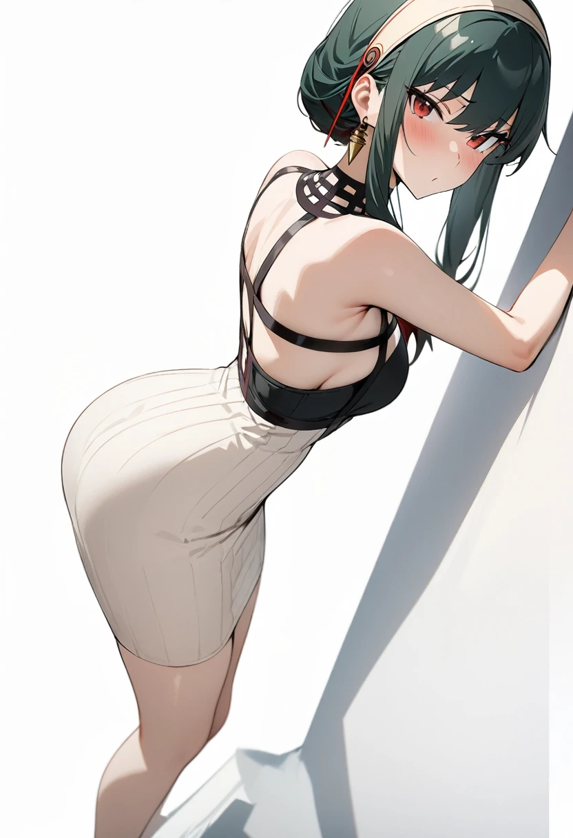 (masterpiece:1.2),(best quality:1.2),(masterpiece, best quality, ultra-high resolution), (1girl), (1 character), (Yor Briar), (Spy x Family), (White background), (No background), (1 angle), natural pose, Standing