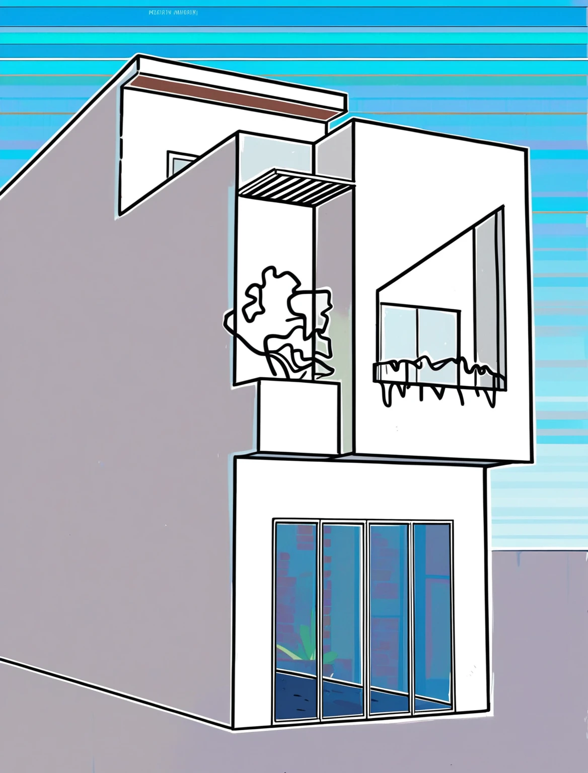 RAW photo,Masterpiece, high quality, best quality, authentic, super detail, townhouse, modern house,( brick wall:1.2) , glass windows, (wooden ceiling:1.1), railing glass, gate, fence, (curve:1.1),tropical trees, day, beautifu sky, (high detailed :1.2), 8k uhd, dslr, soft lighting, high quality, film grain, Fujifilm XT3