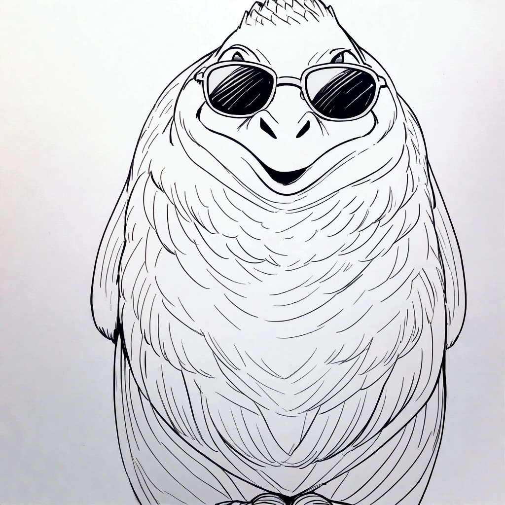 
Cartoon style 
crocodile sings a song into a microphone. 
he wears sunglasses.
The character is two-heads tall.
monochrome