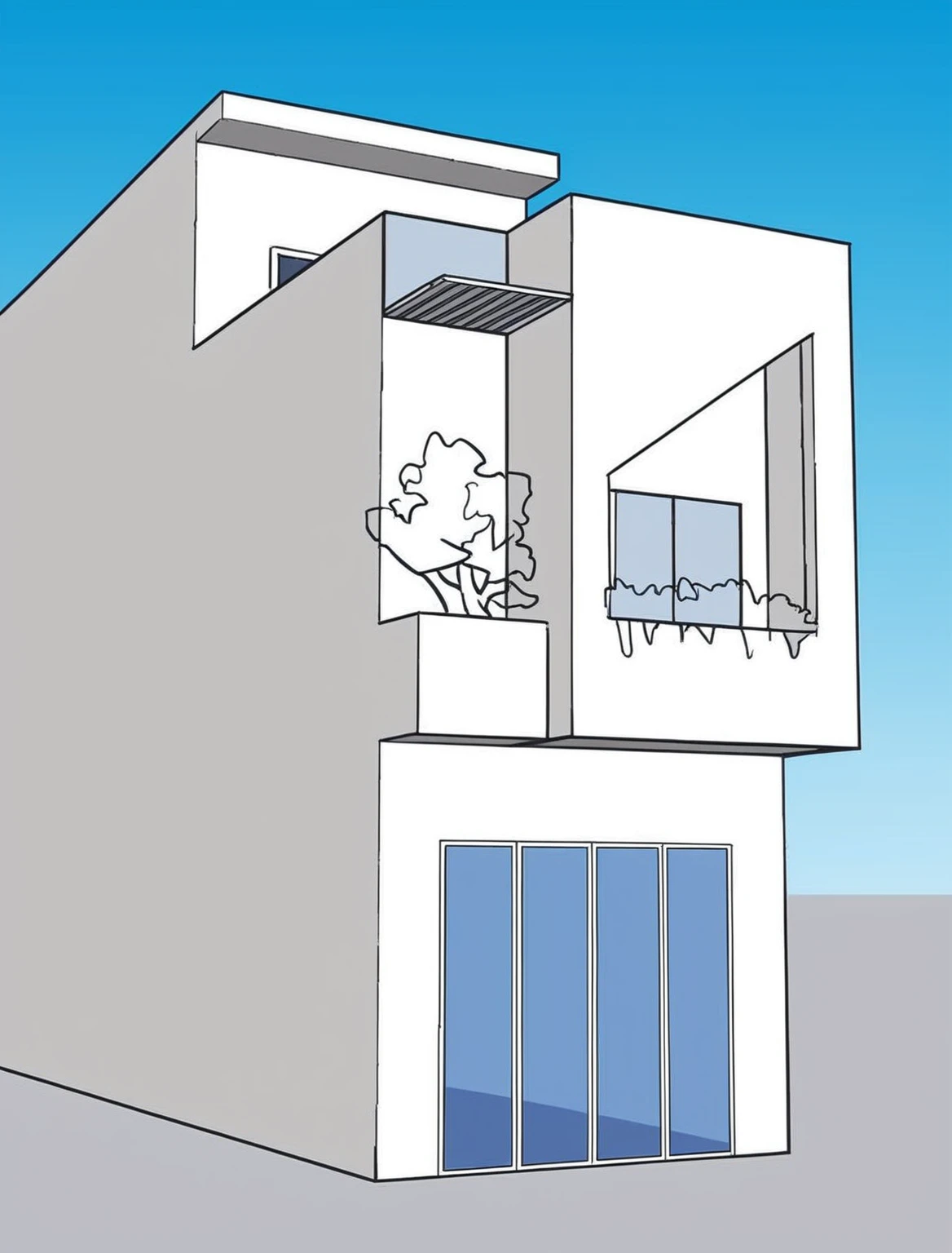 RAW photo,Masterpiece, high quality, best quality, authentic, super detail, townhouse, modern house,( brick wall:1.2) , glass windows, (wooden ceiling:1.1), railing glass, gate, fence, (curve:1.1),tropical trees, day, beautifu sky, (high detailed :1.2), 8k uhd, dslr, soft lighting, high quality, film grain, Fujifilm XT3