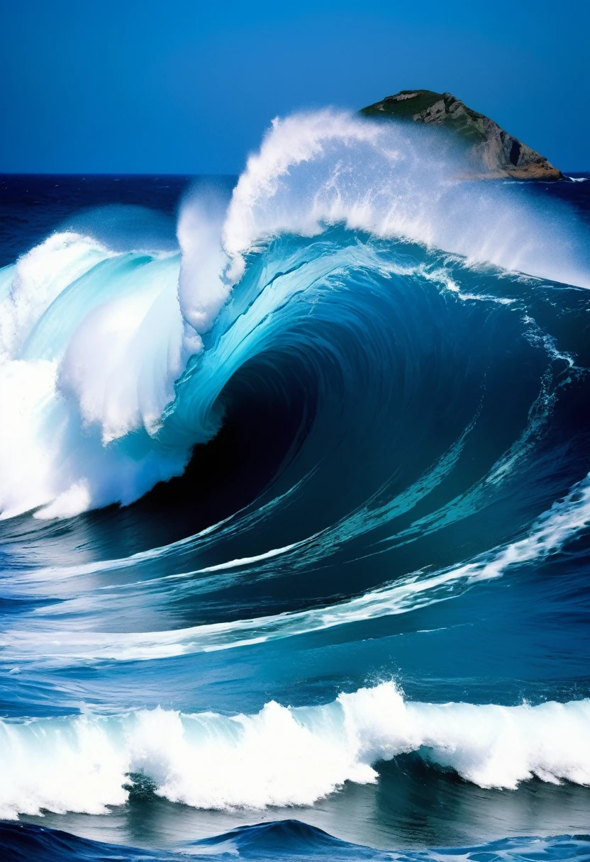 Sea Collapse, Blue tint, Depth Perception, Rough Water. The facial formation can be observed