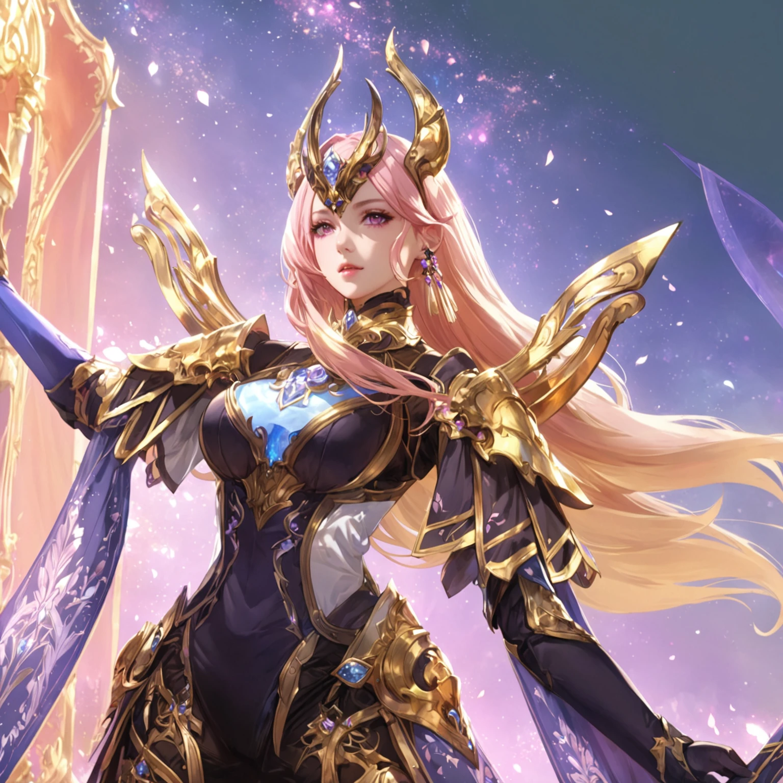 masterpiece, best quality, Fantasy aesthetics, Highly detailed, shadowverse style, female, white pink hair