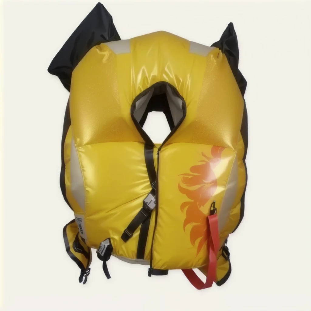 yellow inflatable jacket, detailed anime style , 8k, high quality, masterpiece