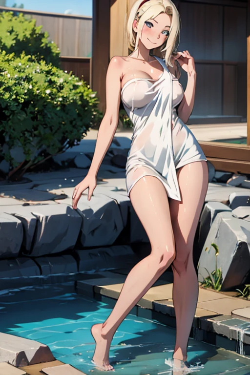Ino yamanaka,wet,wet towel open towel,wet, clothes tight towel wet, breast smooth breast hot springs smiling full body