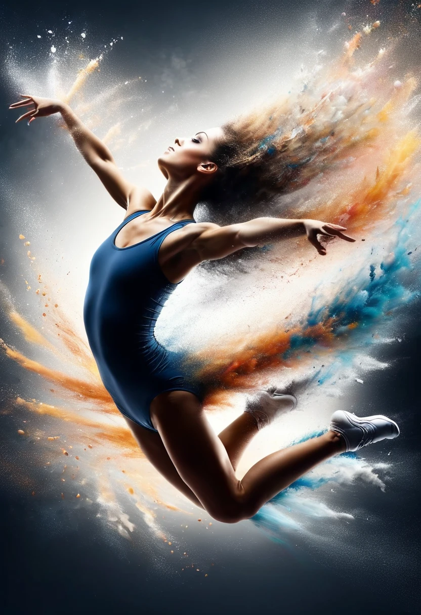 masterpiece ultra haute résolution avec la meilleure qualité, capturer l’essence de la photographie sportive sincère,(( Le sujet est une gymnaste féminine dans une salle de gymnastique)),  Sa peau doit avoir une texture ultra réaliste, avec des yeux brillants et des cheveux qui présentent également une texture réaliste, Elle est en train d’effectuer un saut de gymnastique, son corps capturé dans un arc dynamique et gracieux alors qu’elle est à l'horizontale au dessus du sol. L’arrière-plan montre un stade vide la nuit, Capturez-la de la tête aux cuisses, la présentant comme une gymnaste puissante et élégante avec un corps artistique. (((Exactitude anatomique))), (((parfait_des doigts))), (((parfait_Jambes))), (((parfait_mains))), ((parfait_Composition, parfait_conception, parfait_mise en page, parfait_détail, ultra_détailed)), ((améliorer_Tous, réparer_tout)), Plus de détails, améliorer, ((Chef-d’œuvre en résolution maximale de 16K):1.6),((Doux_couleur_photographie:)1.5), ((Ultra-détaillé):1.4),((Images fixes et angles dynamiques dignes d’un film):1.3), ((Flou de mouvement):1.1)  
