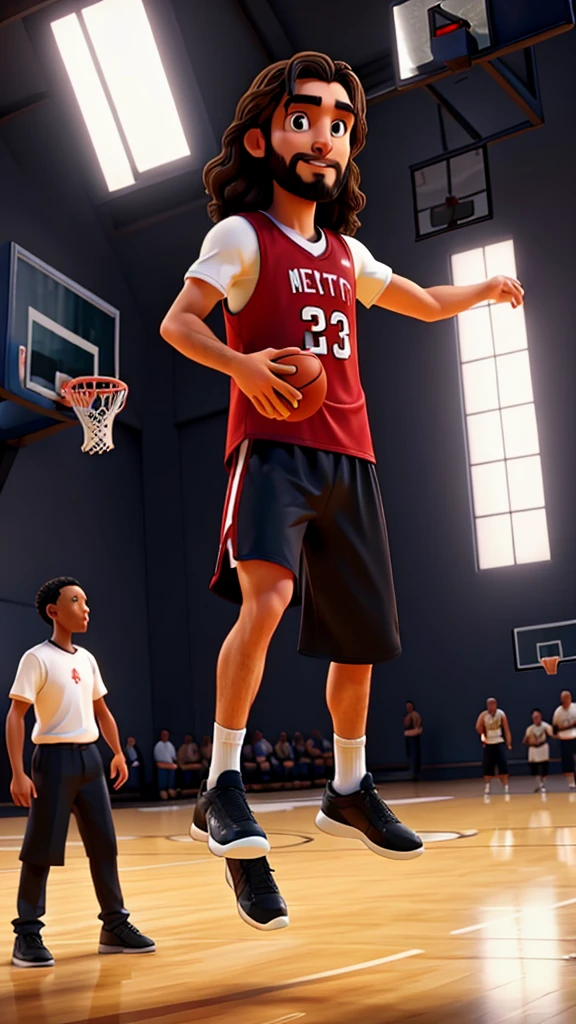 Jesus Christ playing basketball against the devil