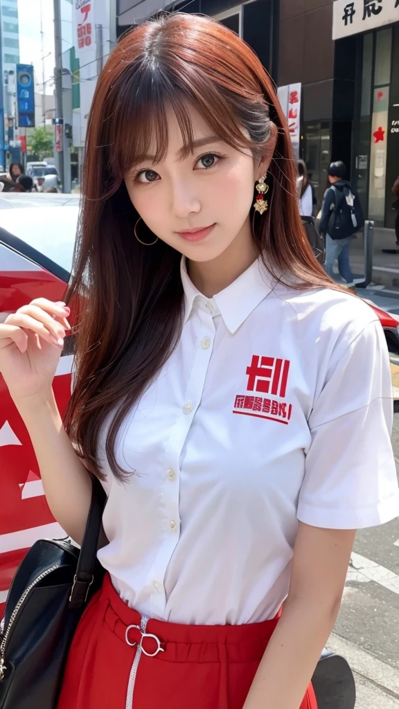 beautiful girl madder red Tokyo gubernatorial election