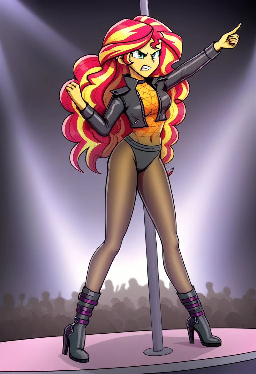 Eqg  adagio  bodystocking  dancing  angry sunset shimmer 