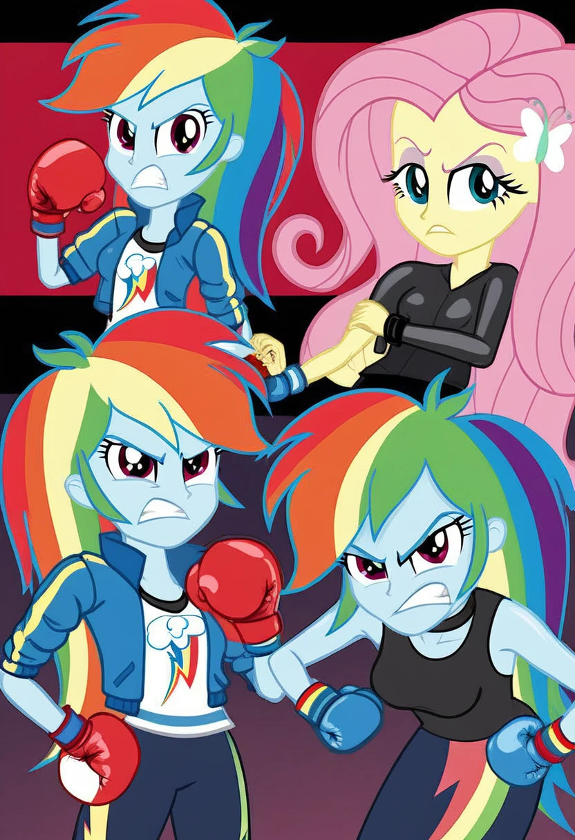 Eqg rainbow dash  bodystocking  boxing angry fluttershy 