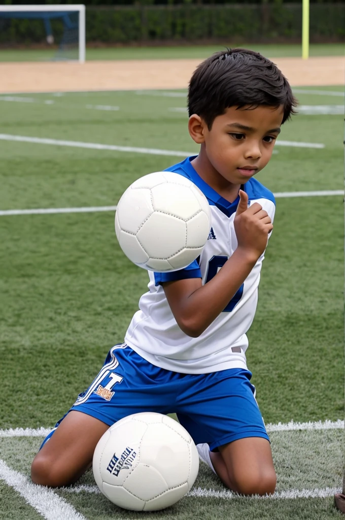 A boy with football 
