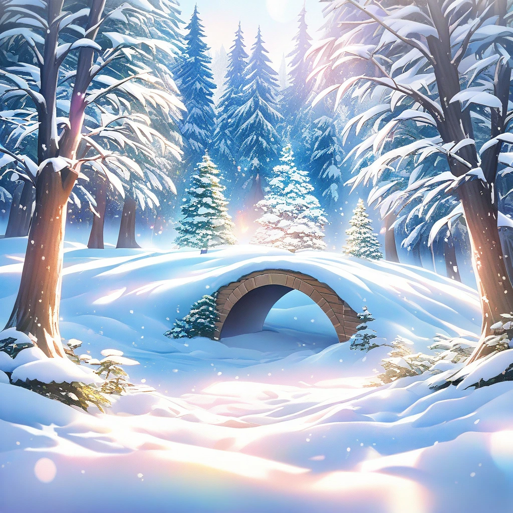 Snow Scene，snow，forest，plant（（（Romantic atmosphere）））（（（fairy tale elements）））（（（masterpiece）））， （（best quality））