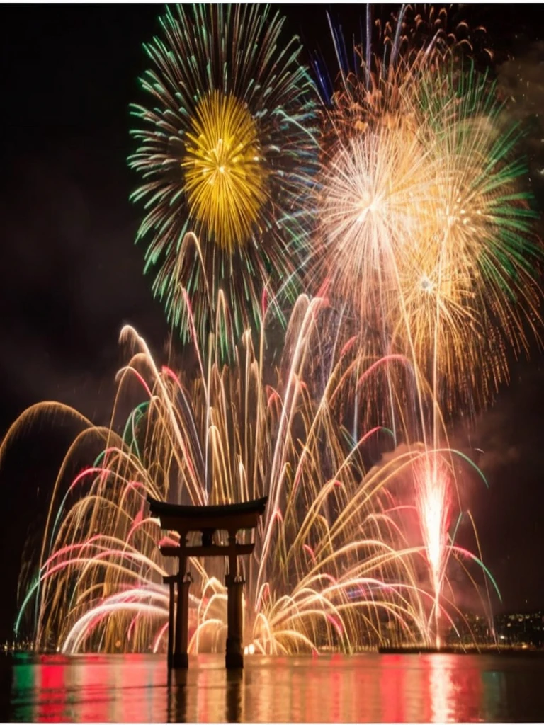 Japanese Landscape、Miyajima、torii、firework、Real Stick、Real、4K、8K、High Definition、16K