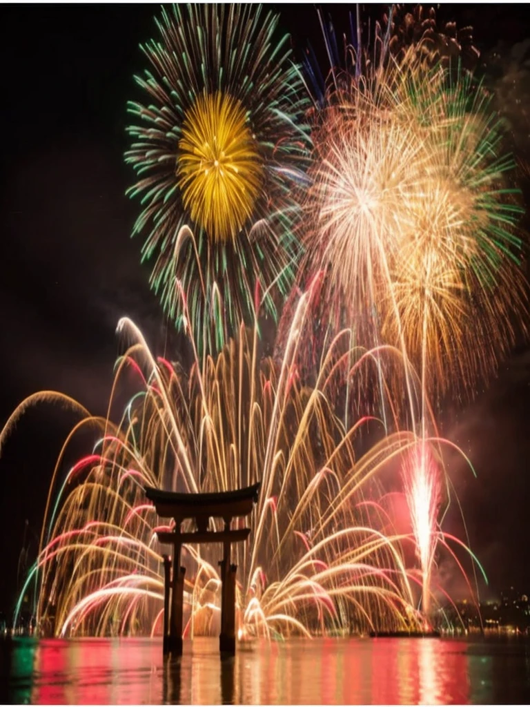 Japanese Landscape、Miyajima、torii、firework、Real Stick、Real、4K、8K、High Definition、16K