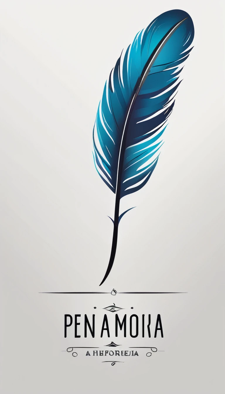 Create a minimal, modern, simple, inspirational, memorable, dream like icon design of a boy and a feather for the brand “Penamemoria"