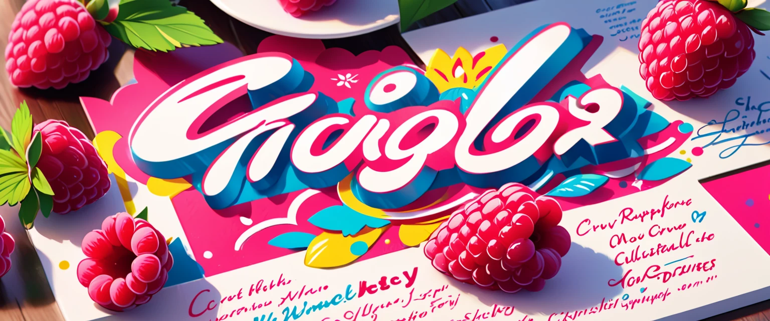 「Raspberry!」 cursive cute logo design, correct spelling, sharp focus, vivid colors, pop, modern, sophisticated and eccentric, full of vitality, lively, minimalist, high quality, detailed, (best quality,4k,8k,highres,masterpiece:1.2), ultra-detailed, (realistic,photorealistic,photo-realistic:1.37)
