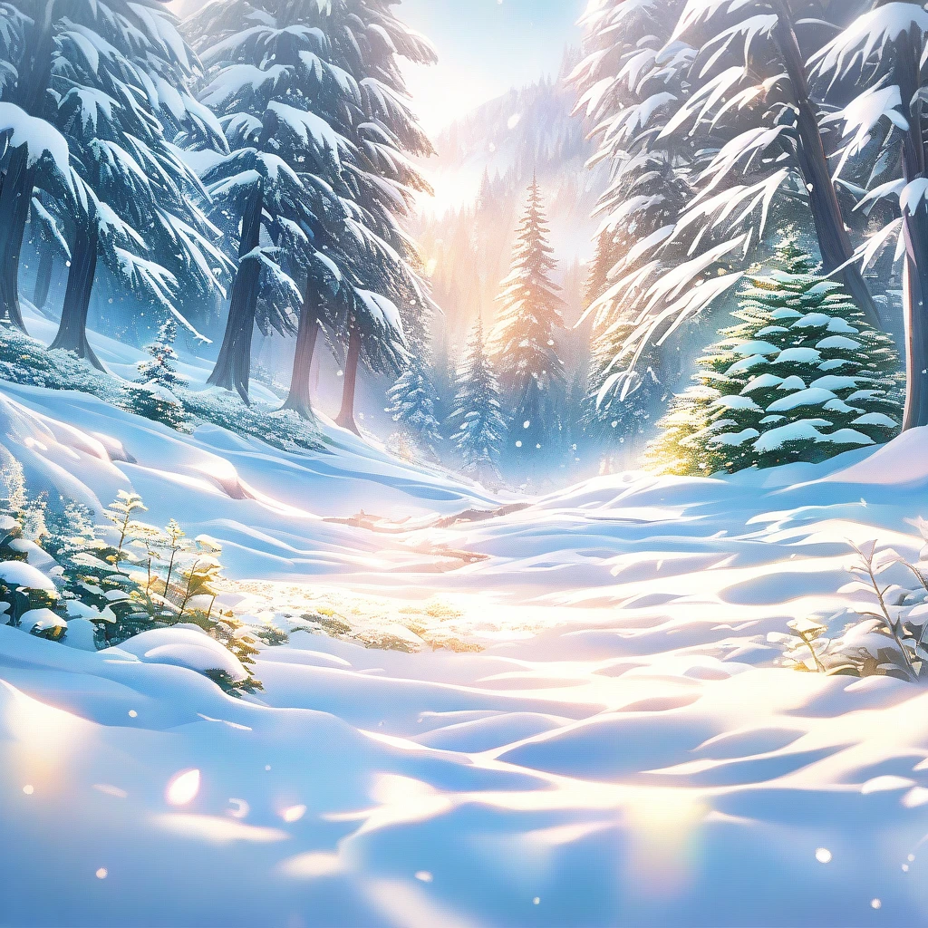 Snow Scene，snow，forest，plant（（（Romantic atmosphere）））（（（fairy tale elements）））（（（masterpiece）））， （（best quality））