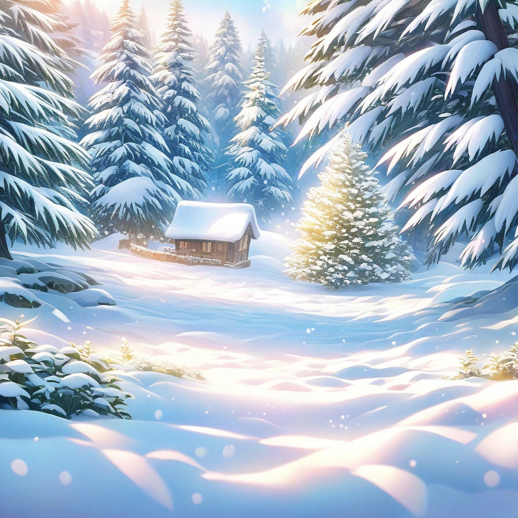 Snow Scene，snow，forest，plant（（（Romantic atmosphere）））（（（fairy tale elements）））（（（masterpiece）））， （（best quality））