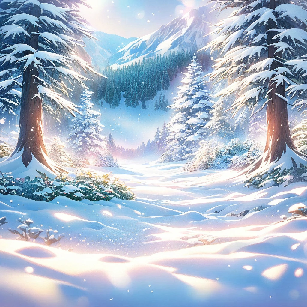 Snow Scene,snow,forest,plant(((Romantic atmosphere)))(((fairy tale elements)))(((masterpiece))), ((best quality))