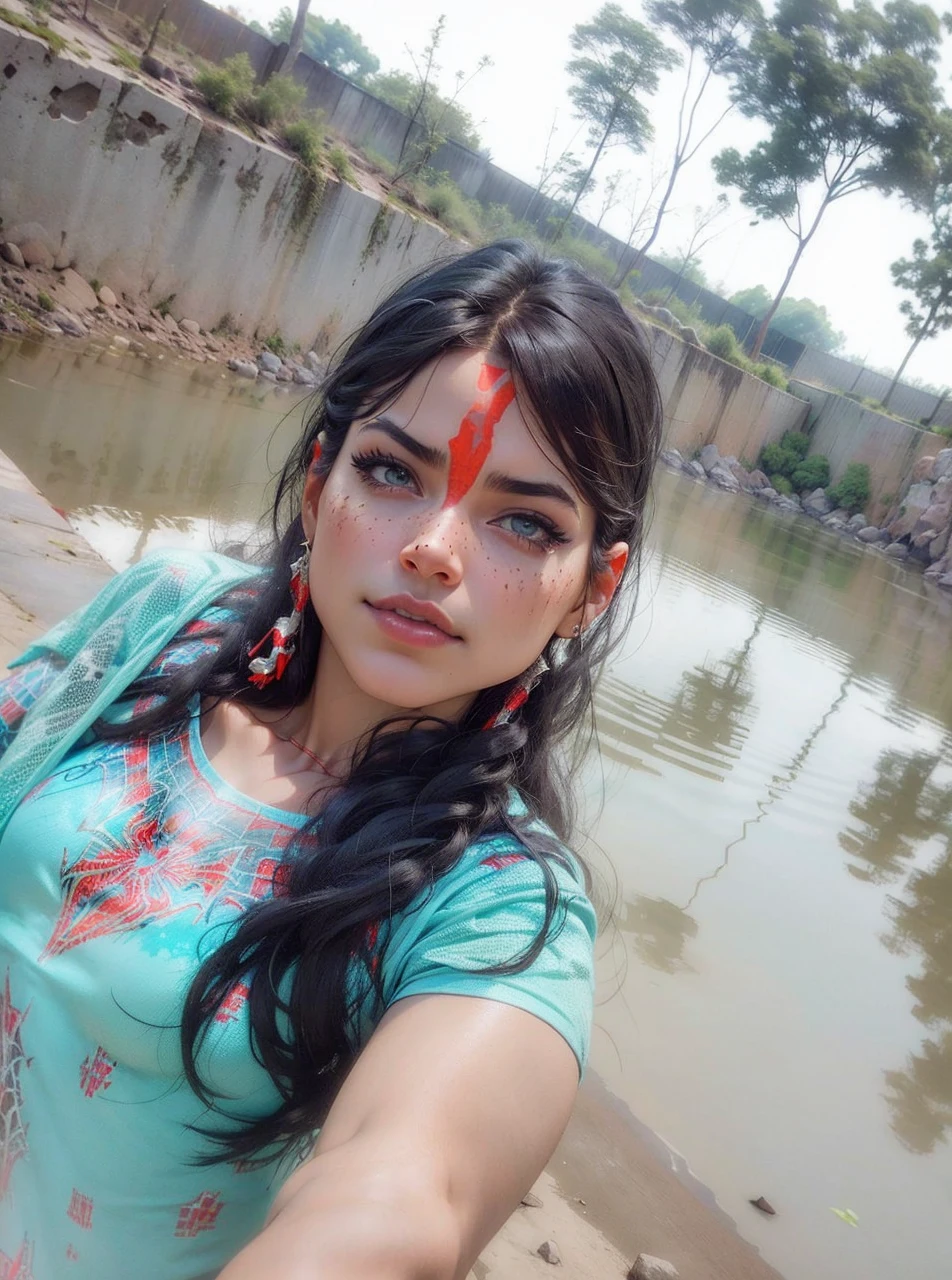 Beautiful woman detailed defined body using spider man cosplay, small breasts