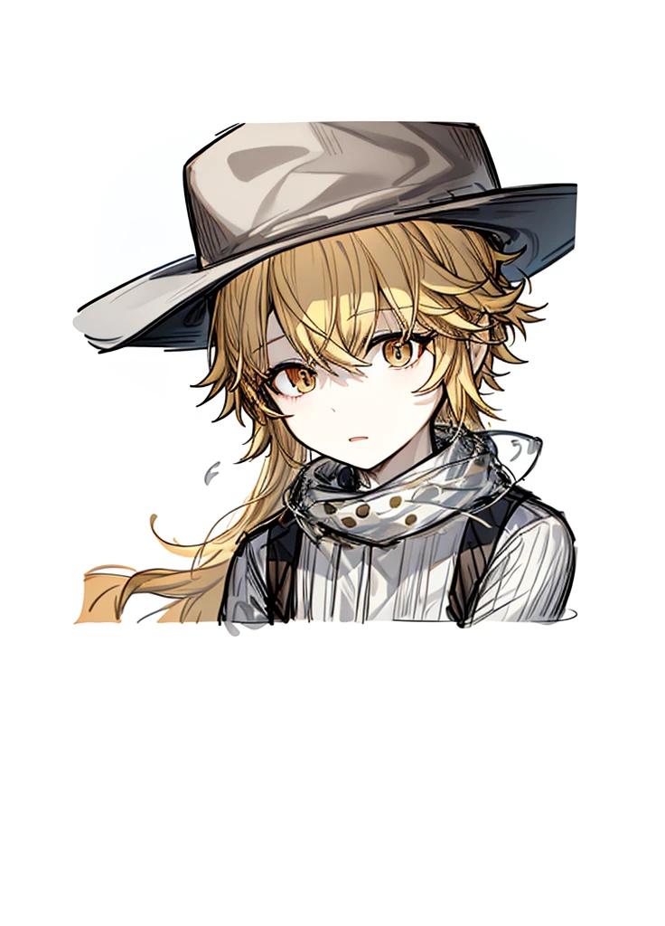 1boy, pale skin, brown eyes, yellow hair, farmer, nice clothes, (high resolution, high detail, best quality),
black background, cheerful, cowboy hat,