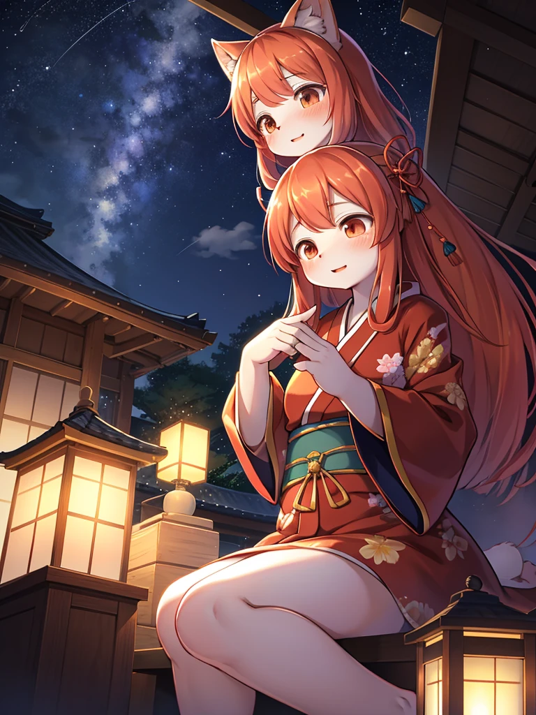 Japanese star festival , yukata girl , Stargazing, Fisheye Lens , looking Milky Way , starry skies , Imagine the romance between Orihime and Hikoboshi , lift up