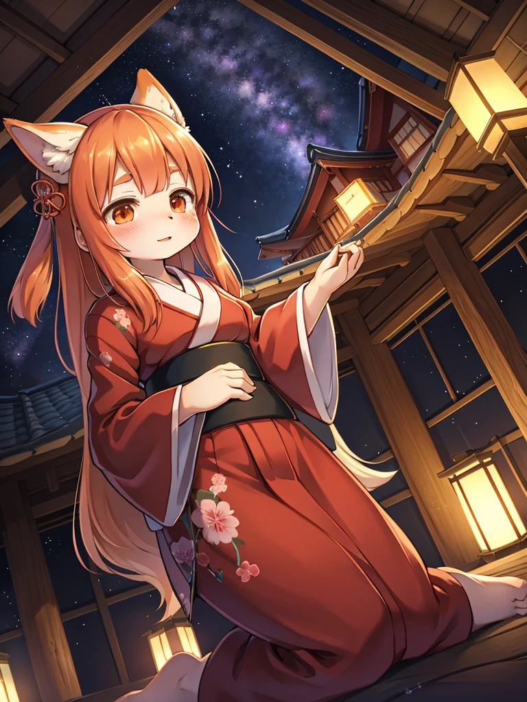 Japanese star festival , yukata girl , Stargazing, Fisheye Lens , looking Milky Way , starry skies , Imagine the romance between Orihime and Hikoboshi , lift up