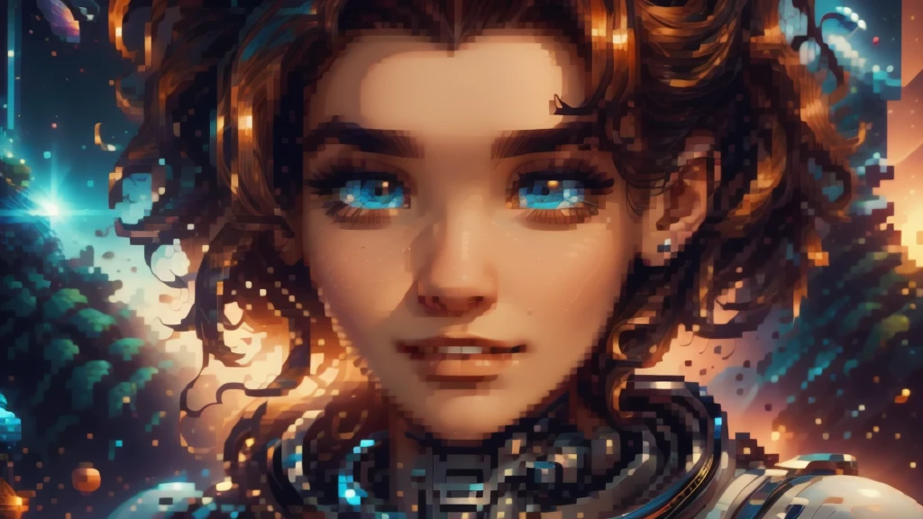 arafed image of a white woman in a futuristic suit with a spaceship in the background, movie art, in front of an orange background, inspired by Robert McGinnis, female protagonist, megastructure in the background, portrait of an ai astronaut, astronauts, an astronaut, portrait of a astronaut skeletor, perfect android girl, Highly Detailed Face and Skin Texture, Detailed Eyes, Double eyelids, perfectly detailed teeth, frank franzzeta and sakimichan  