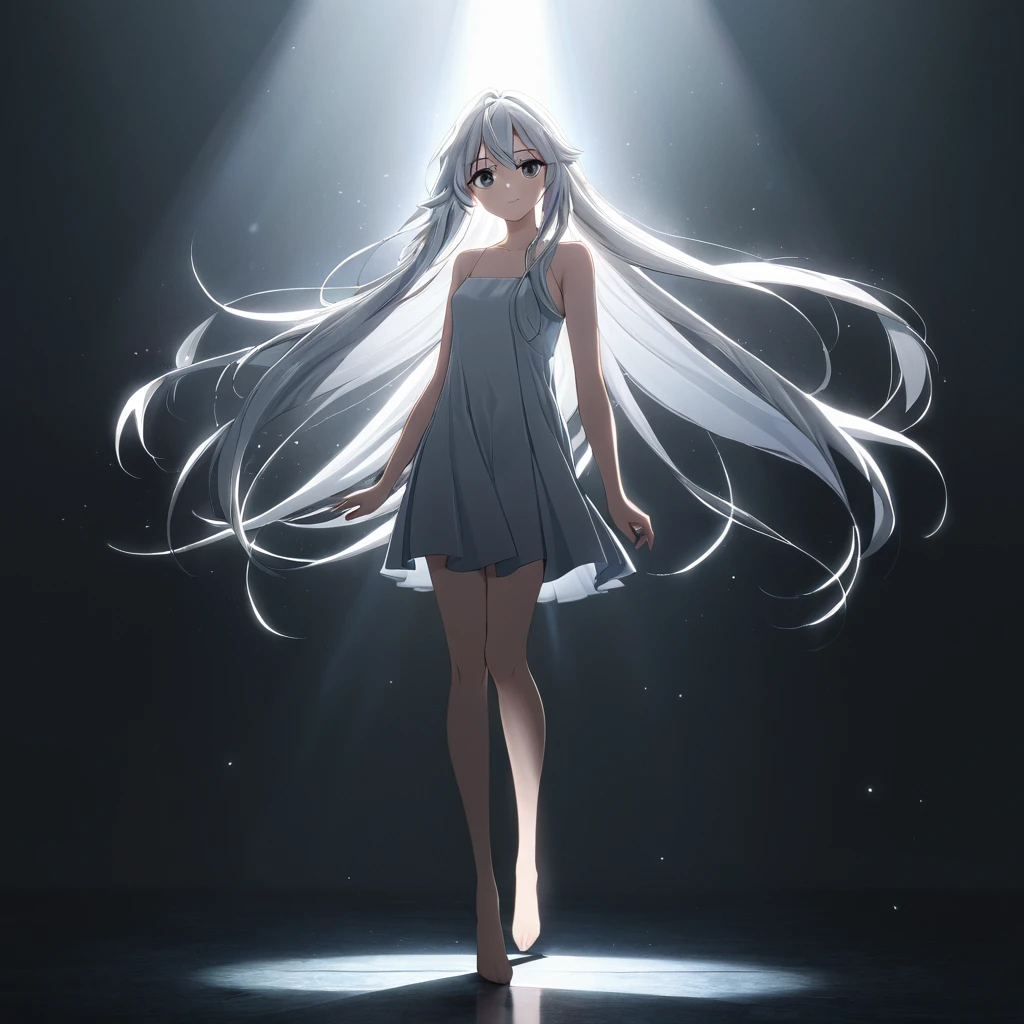 anime girl,masterpiece++, best quality++, ultra-detailed+,extremely detailed++, 4k++, 8k++,(full color)++(naked)+++,beautiful gray eyes+++, beautiful white hair++,long hair++,transparent hair++,cinematic light++,(one long metal hair clip)+++
,serene expression,cinematic lighting,look at viewer,full body,full-length