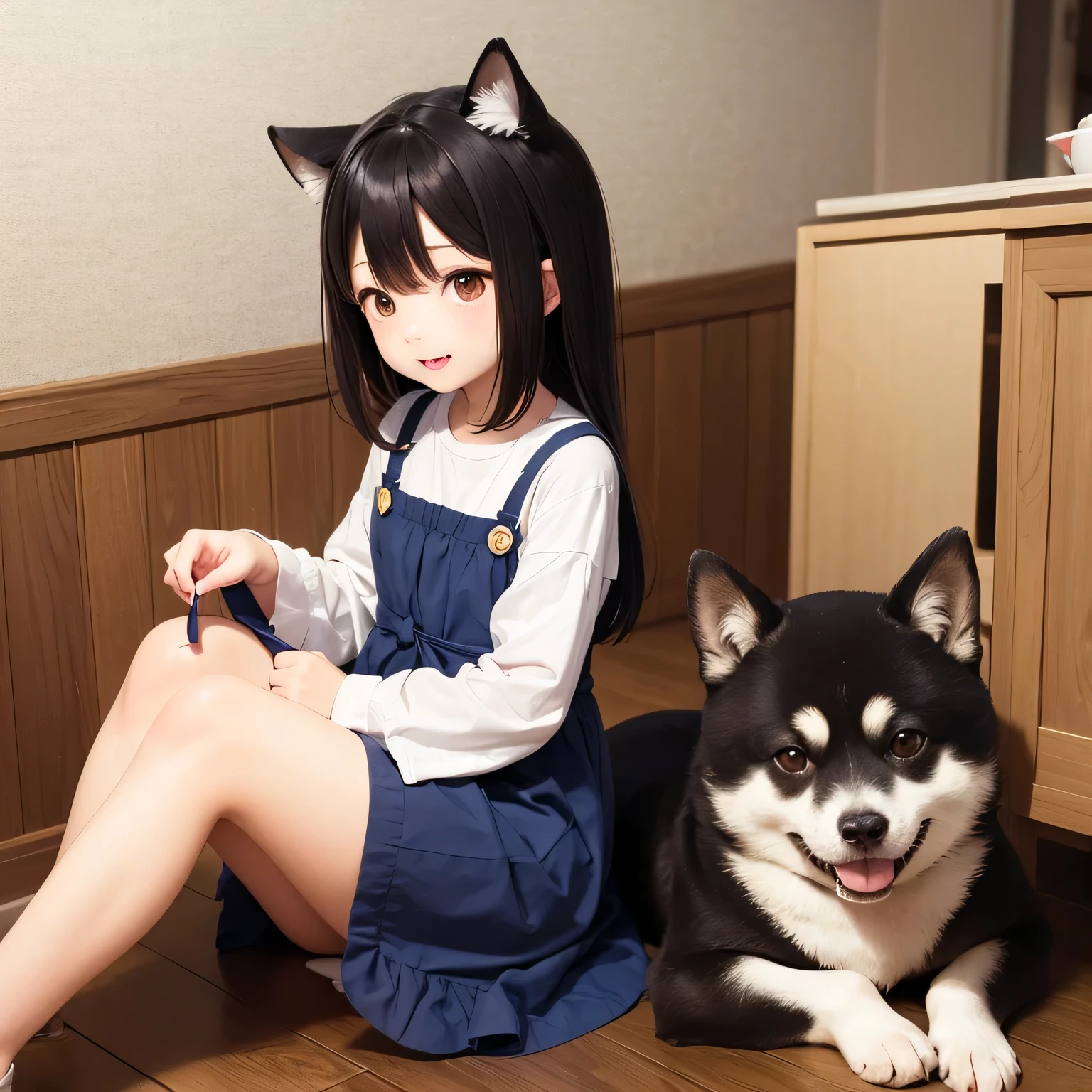 Shiba Inu、Girl's Countryside Scene: Looking up at the Milky Way in the Night Sky (((((look up at the sky)))))wear a yukata