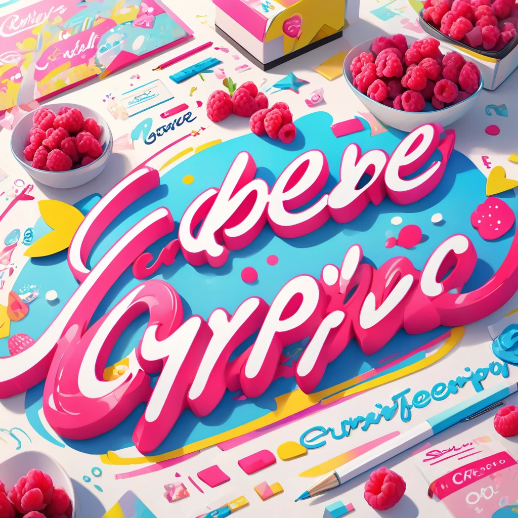 「Raspberry!」 cursive cute logo design, correct spelling, sharp focus, vivid colors, pop, modern, sophisticated and eccentric, full of vitality, lively, minimalist, high quality, detailed, (best quality,4k,8k,highres,masterpiece:1.2), ultra-detailed, (realistic,photorealistic,photo-realistic:1.37)