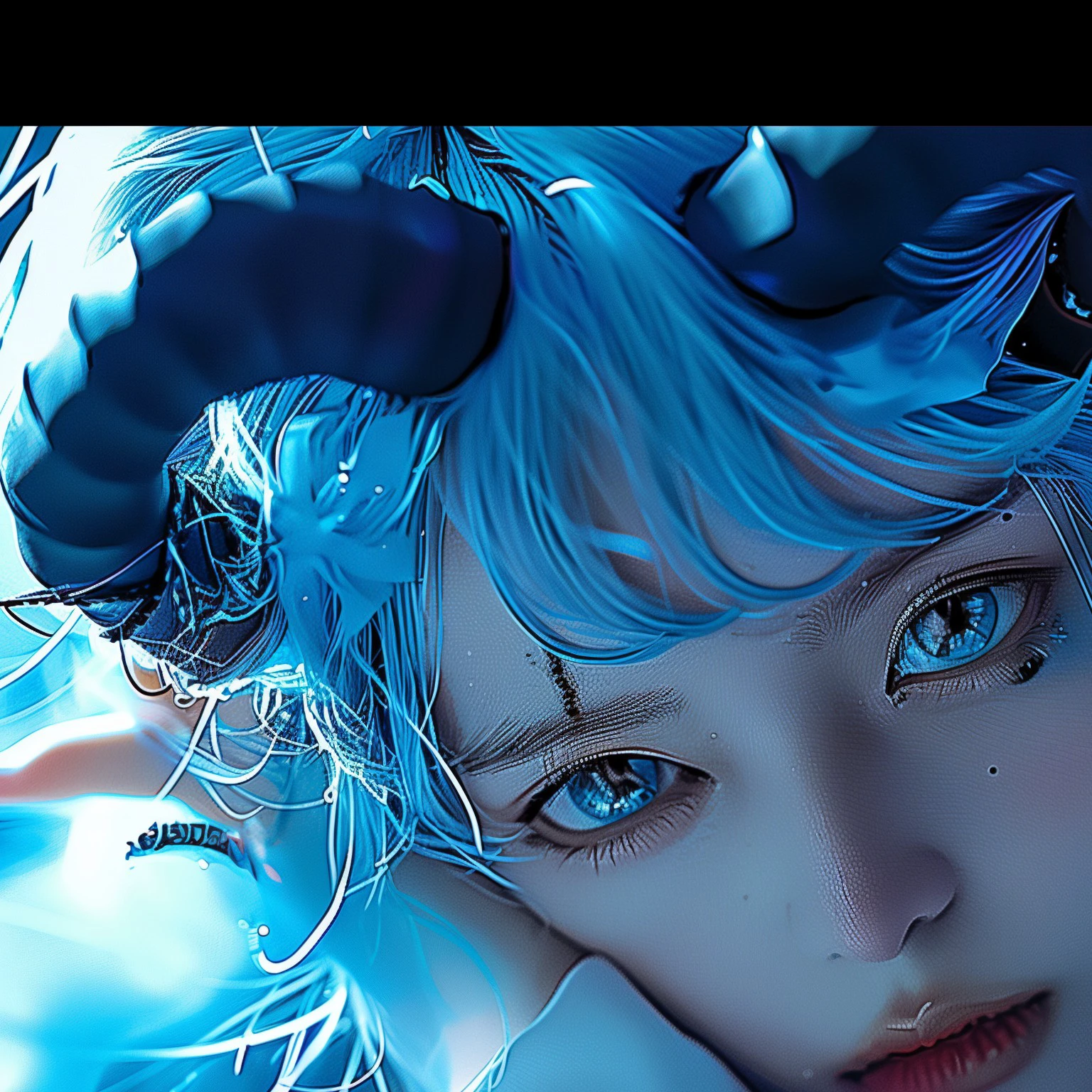 Anime girl with blue hair and blue eyes posing for photo, Anime style. 8K, [ 4k digital art ]!!, Artwork in the style of Guweiz, detailed Digital Animation Art, Digital Animation Art, Anime style 4 k, Realistic anime艺术风格, Realistic anime, Digital Animation Art!!, Digital Art on pixiv, Anime styled digital art