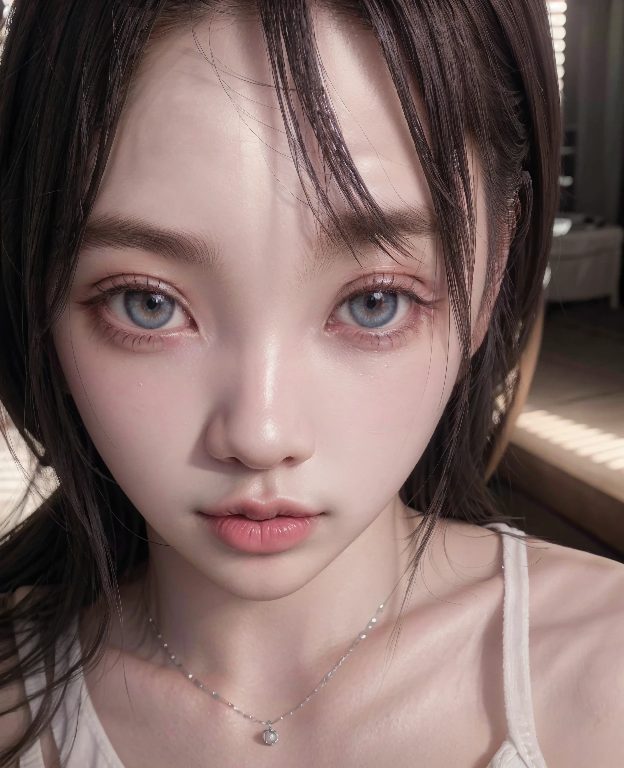 heroine, very detailed,  long brown hair, blue eyes, full body, NSFW, red blush, blushing, slim abdomen: 1.2, detailed eyes, sexy, undressed, naked, wet body, open mouth,  The most beautiful face, big and regular breasts, NSFW, restrained, red blush,