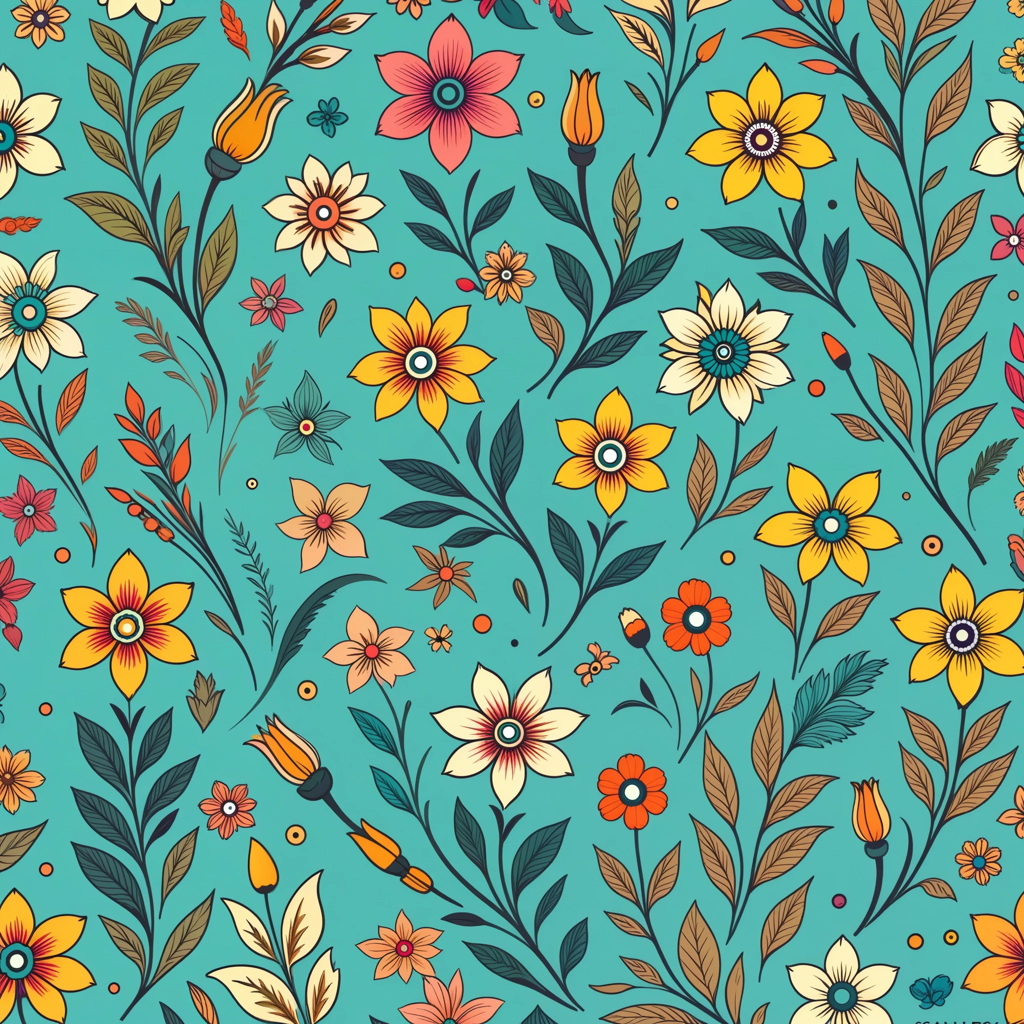 seamless colourful floral pattern