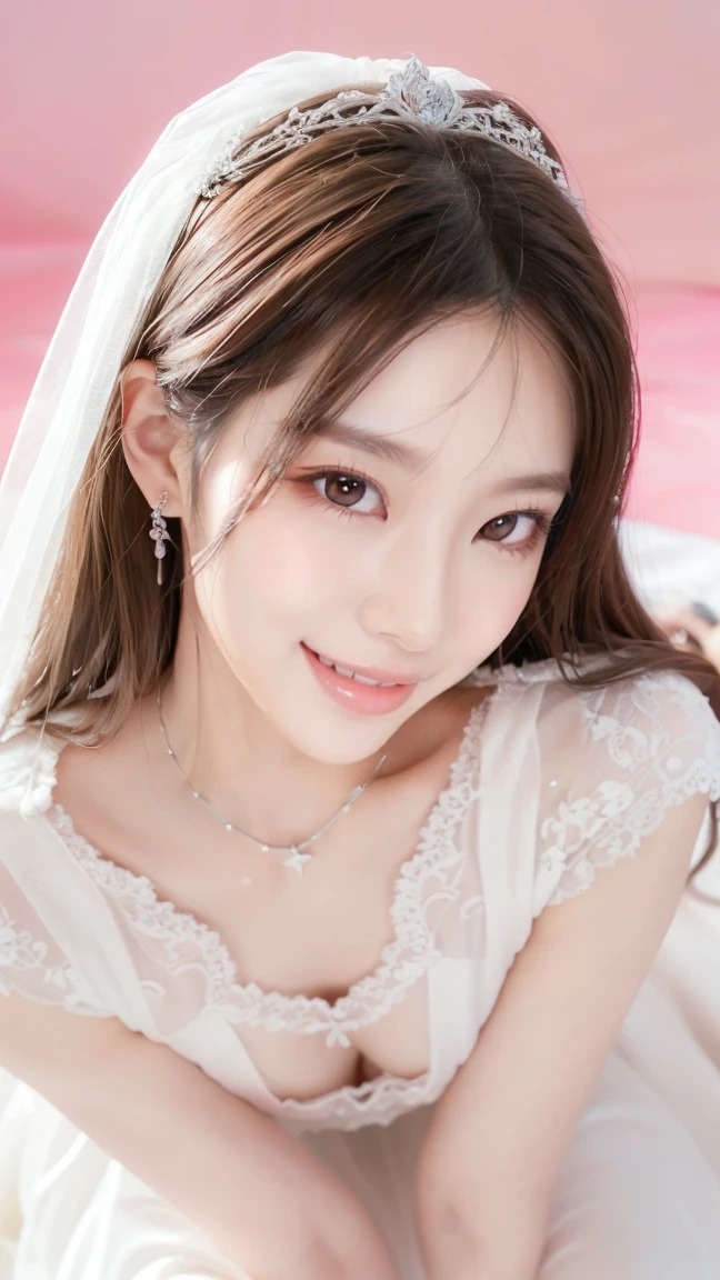 (Highest quality、Tabletop、8K、Best image quality、Award-winning works)、One beautiful bride、(alone:1.1)、(The most extravagant and gorgeous huge pure white wedding dress:1.1)、(Perfect Wedding Lace:1.2)、(The most gorgeous and luxurious giant tiara:1.1)、(The most extravagant and luxurious giant necklace:1.1)、あなたの最高の笑顔で私をplease look、The finest jewellery decoration、Perfect Makeup、Long eyelashes、Ultra HD Shining Eyes、Ultra HD Hair、Ultra-high resolution glossy lips、Ultra High Resolution Perfect Teeth、Super high resolution beautiful face、(Accurate anatomy:1.1)、Very bright and beautiful skin、very bright and vivid、Perfect beautiful bridal hairstyles、(Front facing body:1.1)、(Solid pink background:1.2)、Cleavage、nude、(The 肖像画 was taken from above the lying body: 1.3)、(( M-shaped legs spread, please look )))), (Show me your legs spread wide: 1.5), Real nipples, real open, (女性のマンコ汁がカメラにsquirtしている:1.2), Beautiful 20 year old Japanese girl, Stimulating the clitoris, masturbating and fingering, orgasm, Detailed facial features,(Front view), (squirt from pussy:1.2), (squirt:1.2), Remove the shoulder straps to expose your chest, (Showing realistic beautiful nipples:1.5)


