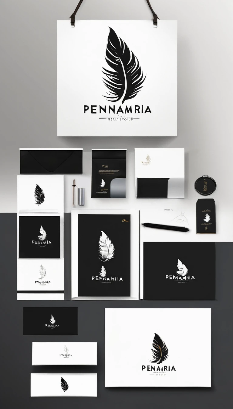 Create a minimal, modern, simple, inspirational, memorable, dream like logo design of a boy and a feather for the brand “Penamemoria".