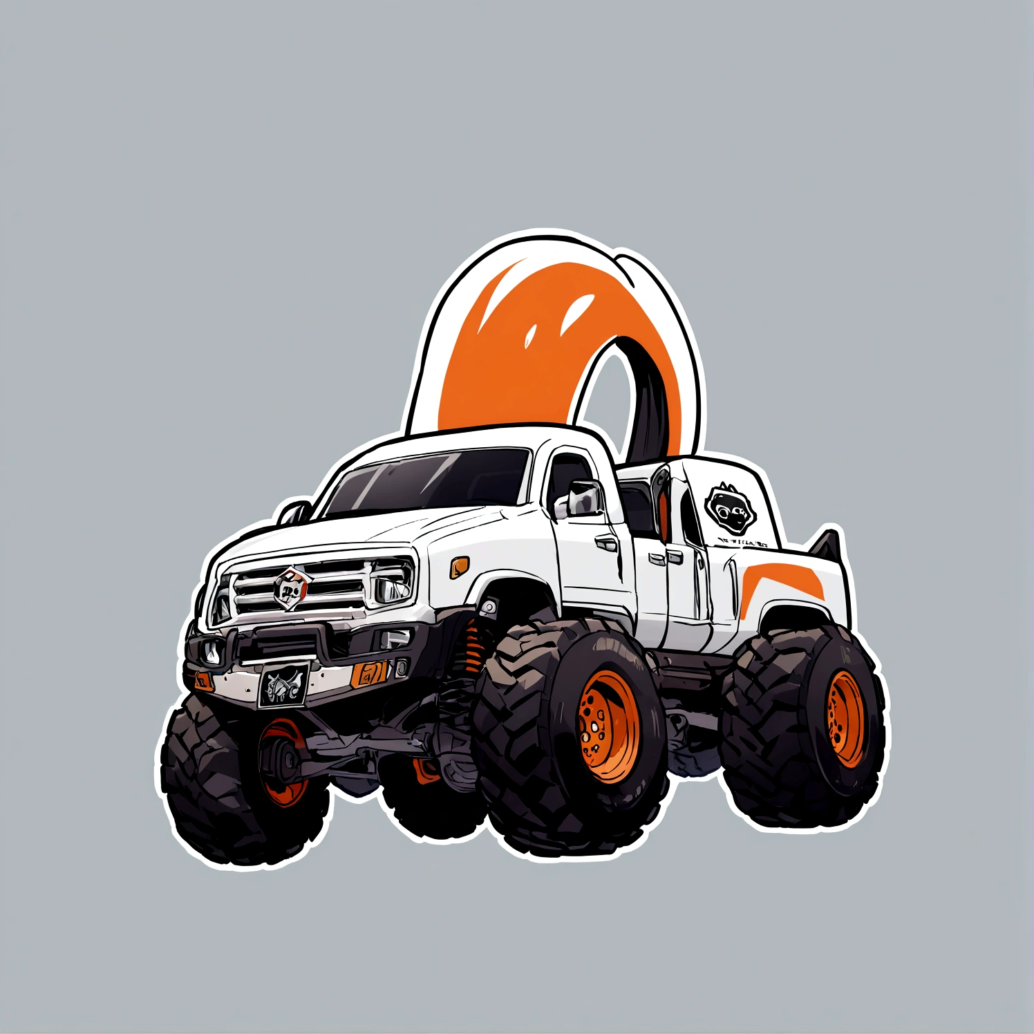 a minimalist sticker with a monster truck logo